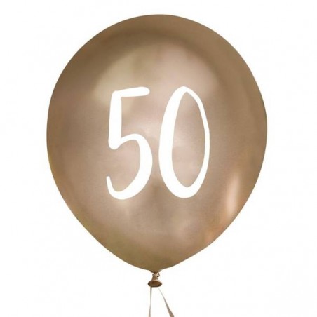 PALLONCINI IN LATTICE ø30cm ORO CROMATO 50ANNI 5pz