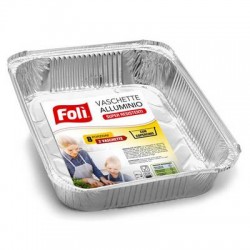 VASCHETTA ALLUMINIO C/COPERCHIO 8PORZIONI 2pz FOLI'