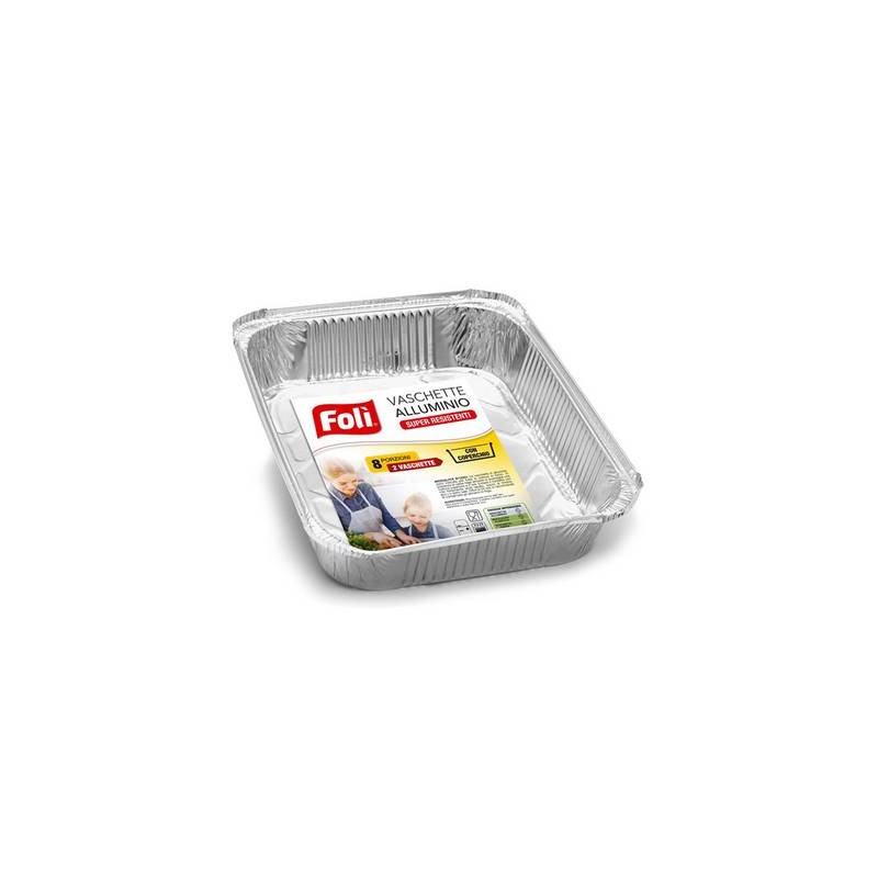 VASCHETTA ALLUMINIO C/COPERCHIO 8PORZIONI 2pz FOLI'