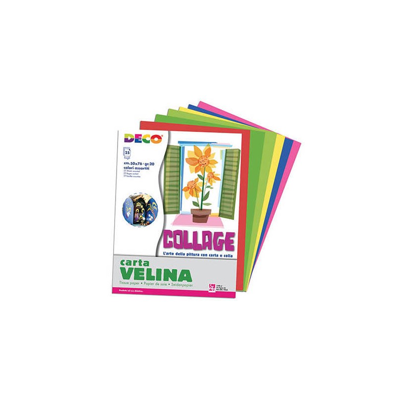 CARTA VELINA CWR gr.20 50x76 COLORI CALDI 25fogli ASSORTITI