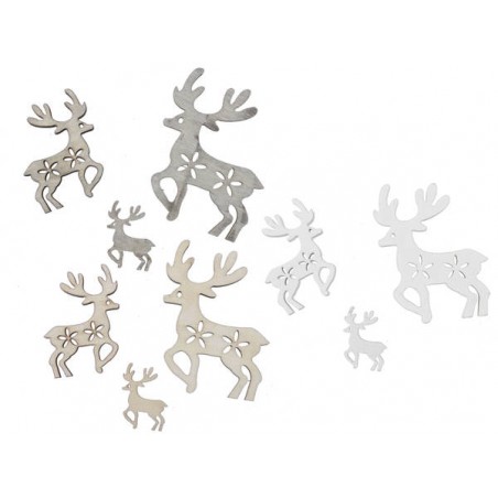 APPLICAZIONI RENNE E ALCI LEGNO 3/5/7cm 15pz