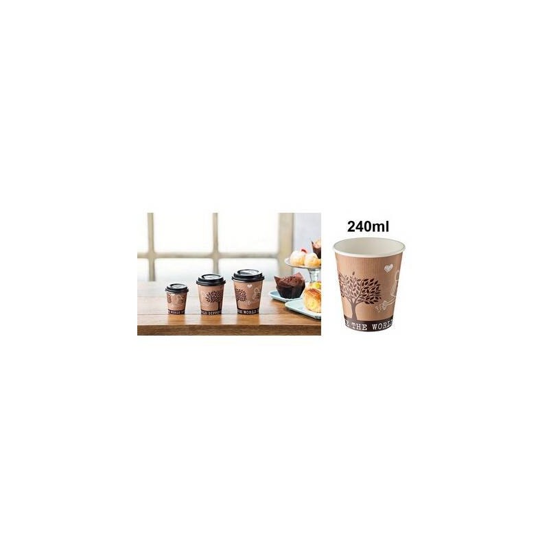 BICCHIERI CARTA+PE TAKE AWAY 240ml ø8x9cm 50pz LEO