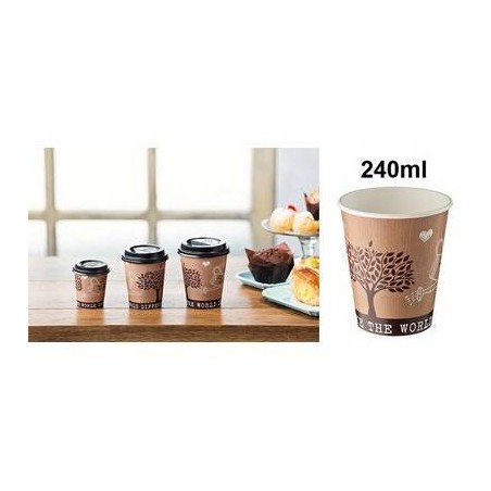 BICCHIERI CARTA+PE TAKE AWAY 240ml ø8x9cm 50pz LEO
