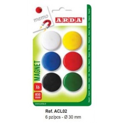FERMAFOGLI MAGNETICI ø30mm COLORI ASS.TI 6pz ARDA