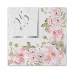 TOVAGLIOLI 25x25 25° ANNIVERSARIO FLORAL 20pz