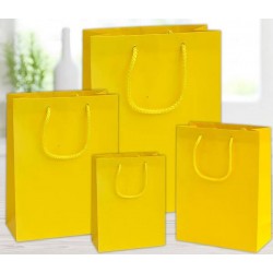 SHOPPER IN CARTA PLASTIFICATA OPACA 27x12x37cm GIALLO
