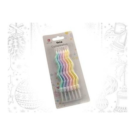 CANDELINE ONDULATE COLORE PASTELLO 6pz