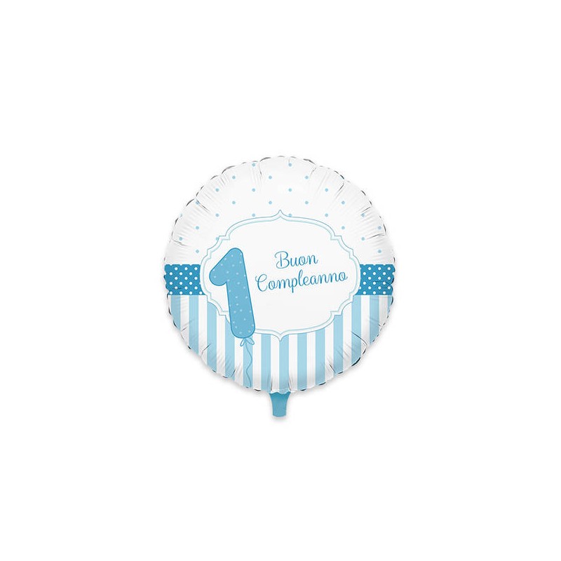 PALLONE MYLAR 45cm PRIMO COMPLEANNO CELESTE