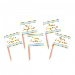 PICKS BUON COMPLEANNO CHIC CELESTE 25pz