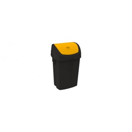 BIDONE BINNY NERO 50lt C/COP. BASCULANTE GIALLO