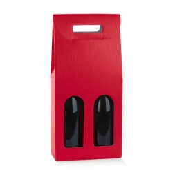 SCATOLA 2 BOTTIGLIE C/FINESTRA 18x9x38,5cm FIBRA ROSSO