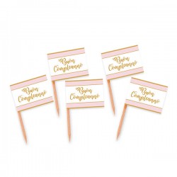 PICKS BUON COMPLEANNO CHIC ROSA 25pz