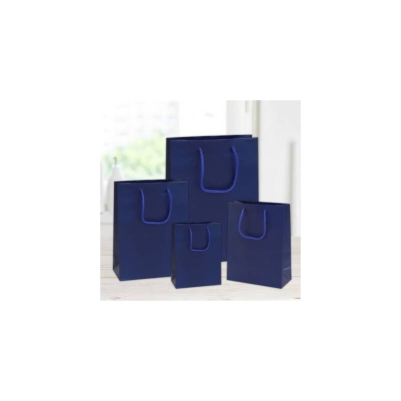 SHOPPER IN CARTA PLASTIFICATA OPACA 10+6,5x12cm BLU