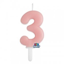 CANDELINA NUMERO 3 TINY PLUMP ROSA BABY 7cm