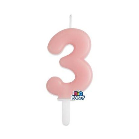 CANDELINA NUMERO 3 TINY PLUMP ROSA BABY 7cm