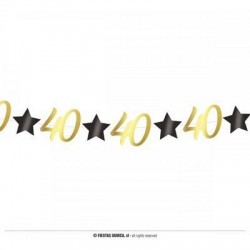 FESTONE COMPLEANNO STELLE ORO NERO 40anni 3mt