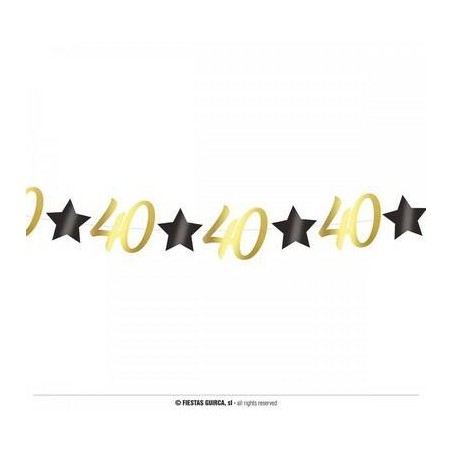 FESTONE COMPLEANNO STELLE ORO NERO 40anni 3mt