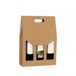 SCATOLA PORTA 3 BOTTIGLIE C/MAN.E FIN. AVANA 27x9x38cm
