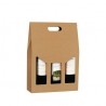 SCATOLA PORTA 3 BOTTIGLIE C/MAN.E FIN. AVANA 27x9x38cm