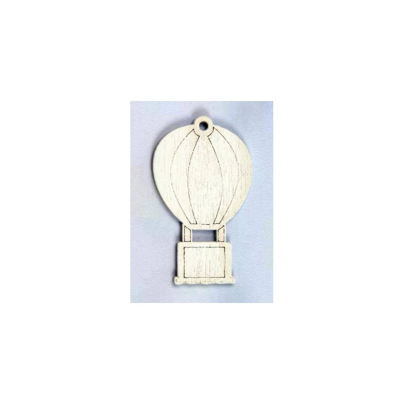 APPLICAZIONE LEGNO MONGOLFIERA 2,5x4cm BIANCA 12pz