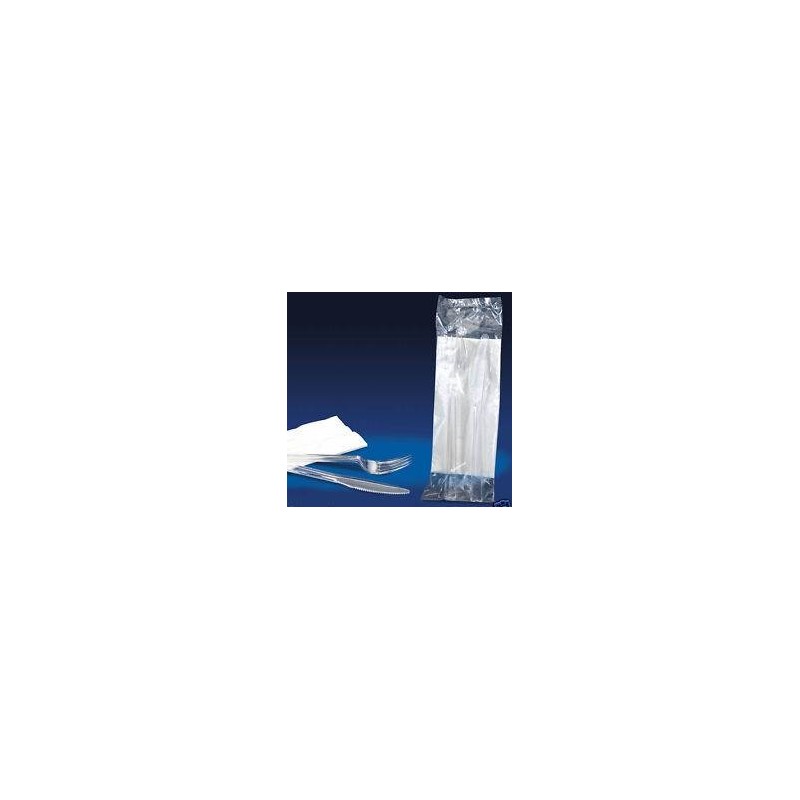 BIS FORCHETTA+COLTELLO+TOVAGLIOLO TRASPARENTI LUX PS RIUTILIZZABILI 100pz