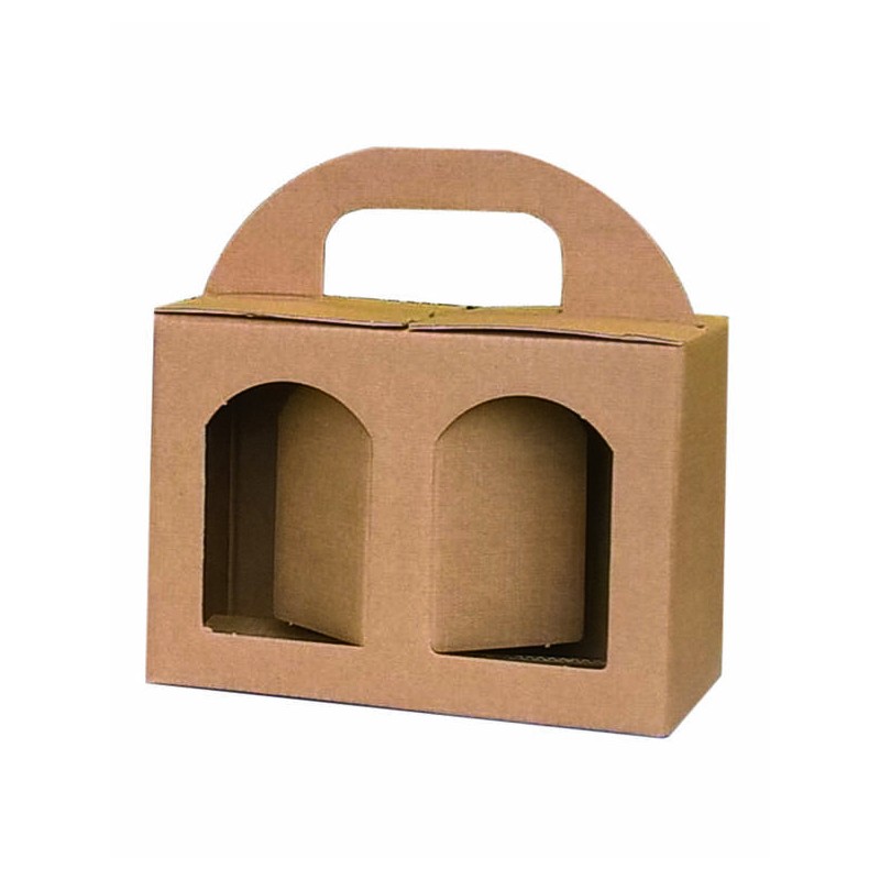 CESTELLO PORTA 2 VASETTI GRANDI AVANA 17x8x12cm