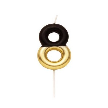 CANDELINA NUMERO 8 NERO/ORO 10,5cm
