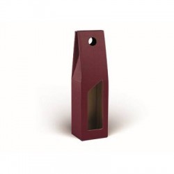 SCATOLA PORTA 1 BOTTIGLIA C/MAN. E FIN. 9x9x38cm ONDA BORDEAUX