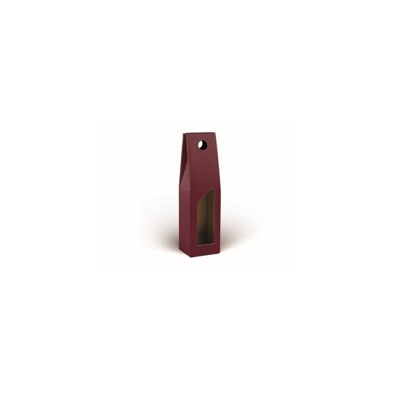 SCATOLA PORTA 1 BOTTIGLIA C/MAN. E FIN. 9x9x38cm ONDA BORDEAUX