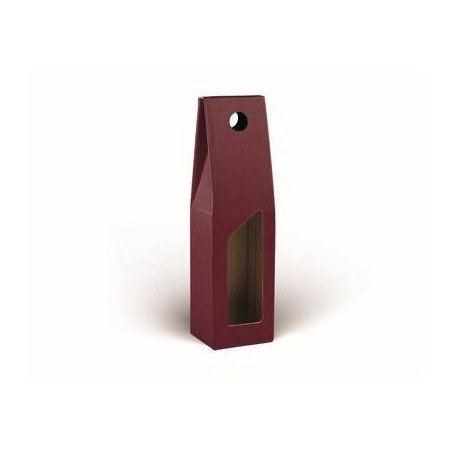 SCATOLA PORTA 1 BOTTIGLIA C/MAN. E FIN. 9x9x38cm ONDA BORDEAUX