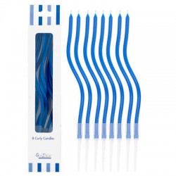 CANDELINE STELO CURLY 12,5cm BLU 8pz