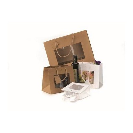 SHOPPER CARTA WINDOW C/FINESTRA 24x19,5+14cm KRAFT AVANA