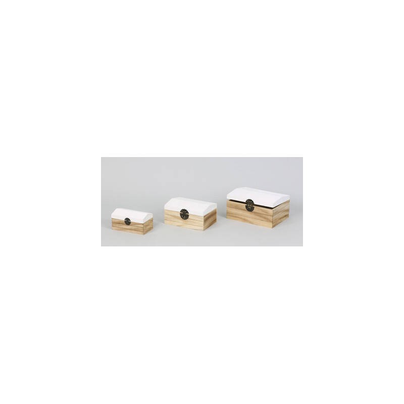 SCATOLA LEGNO NATURALE COPERCHIO BIANCO 30x23x16cm 1/3