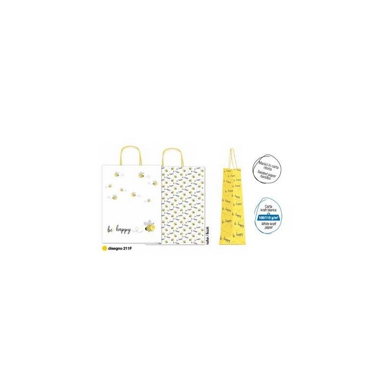 BORSA CARTA DECOR MIS.16+8x21cm BEE HAPPY 211F