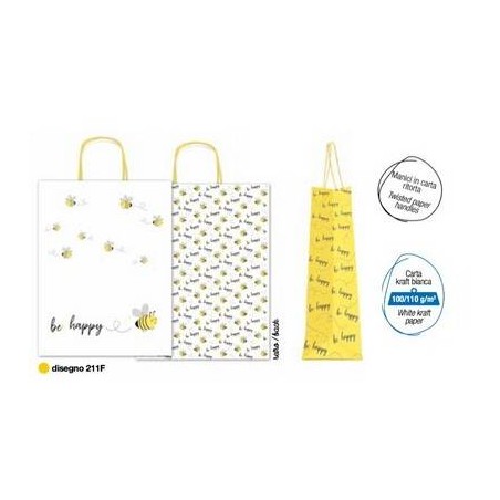 BORSA CARTA DECOR MIS.16+8x21cm BEE HAPPY 211F