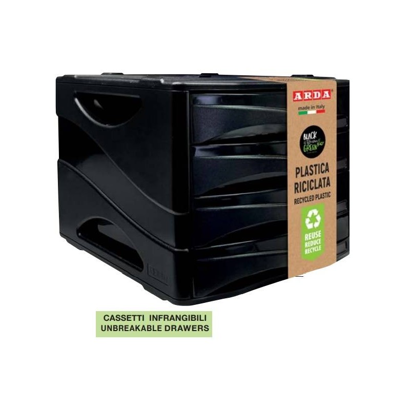 CASSETTIERA RE-GENERATION 29x38x25,5cm BLACK IS THE NEW GREEN ARDA