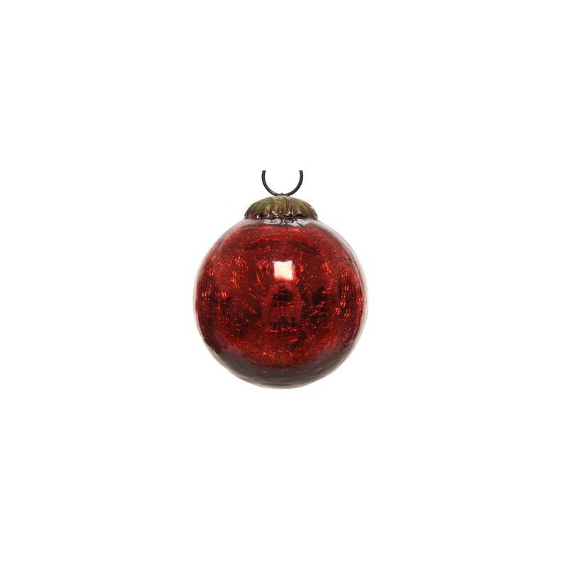 PALLINA CRACKLE GLASS ø7,5cm ROSSA 1pz
