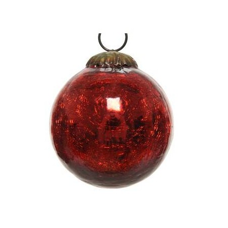 PALLINA CRACKLE GLASS ø7,5cm ROSSA 1pz