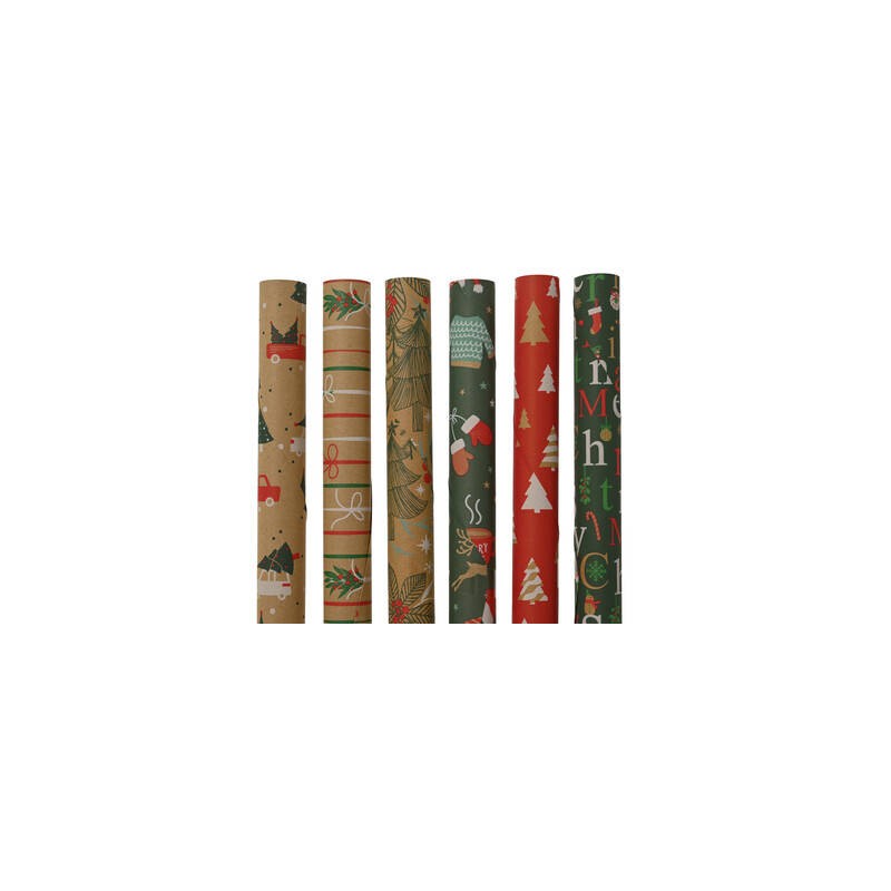 ROTOLO CARTA REGALO CRAFT 0,7x2mt DISEGNI NATALE ASS.TI 1pz