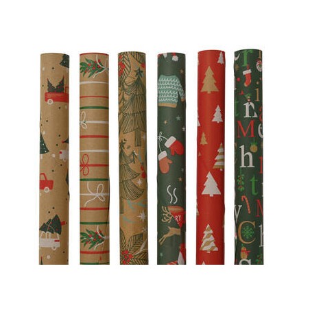 ROTOLO CARTA REGALO CRAFT 0,7x2mt DISEGNI NATALE ASS.TI 1pz