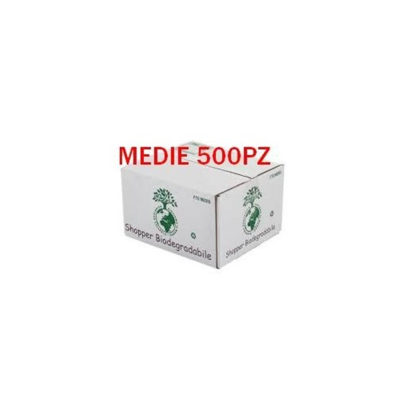 SHOPPER MEDIE BIO COMPOST BIANCHE EN13432 28+7,5+7,5x50cm 500pz 8gr