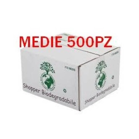 SHOPPER MEDIE BIO COMPOST BIANCHE EN13432 28+7,5+7,5x50cm 500pz 8gr