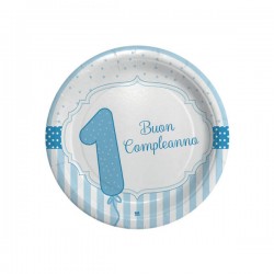 PIATTI DESSERT BUON PRIMO COMPLEANNO CELESTE 8pz