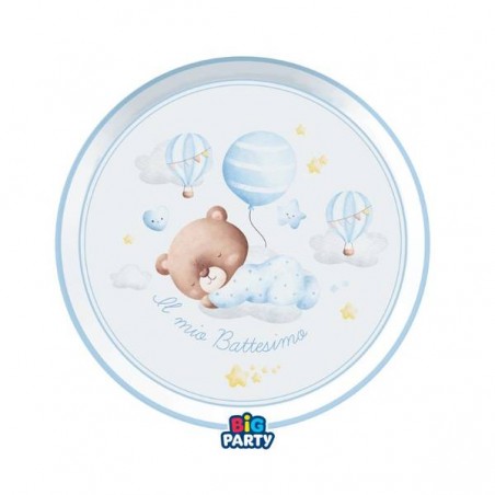 PIATTI ø18cm BATTESIMO BABY BEAR CELESTE 6pz