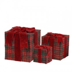 PACCO REGALO CON FIOCCO IN VELLUTO ROSSO 20x20x22cm