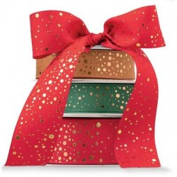 BOBINA NASTRO TESSUTO POIS ORO 627 mm25x15mt 07-ROSSO
