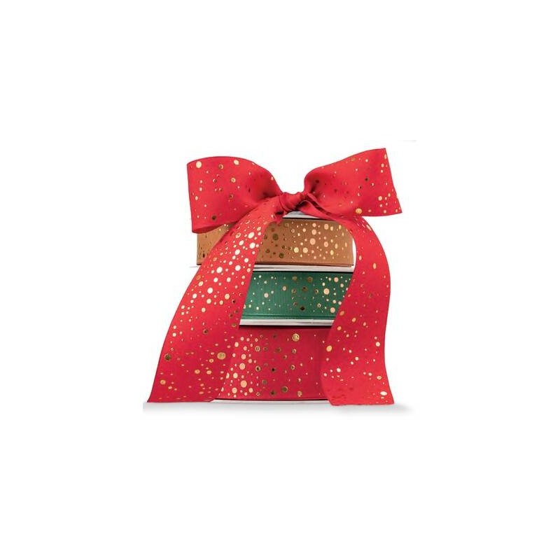 BOBINA NASTRO TESSUTO POIS ORO 627 mm25x15mt 07-ROSSO