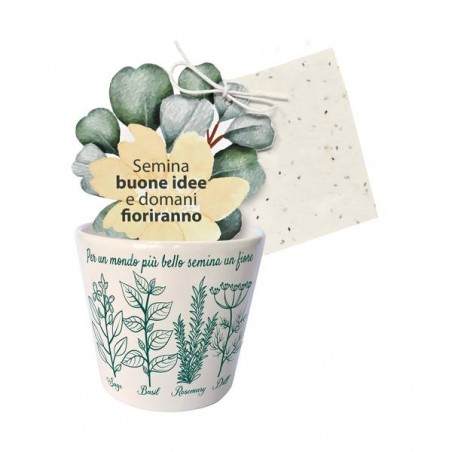 VASETTO PIANTE AROMATICHE CON CARTA PIANTABILE ø7,5x7cm