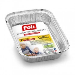 VASCHETTA ALLUMINIO C/COPERCHIO 2PORZIONI 3pz FOLI'
