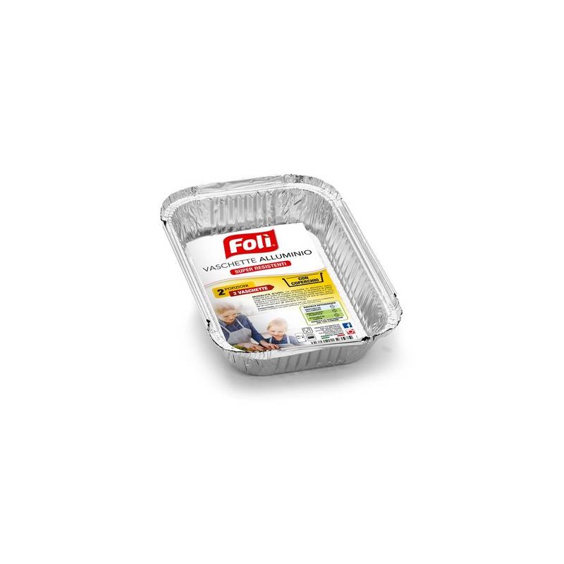 VASCHETTA ALLUMINIO C/COPERCHIO 2PORZIONI 3pz FOLI'
